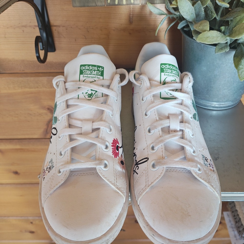 Adidas‎ Stan Smith Low Leather Trainers UK 3 US 3.5 EU35 GZ7384 White/Green - Picture 6 of 9